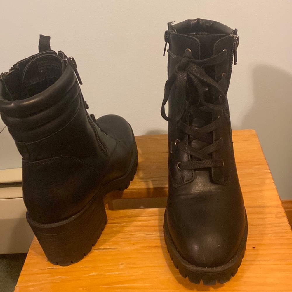 Black Heeled Combat Boots